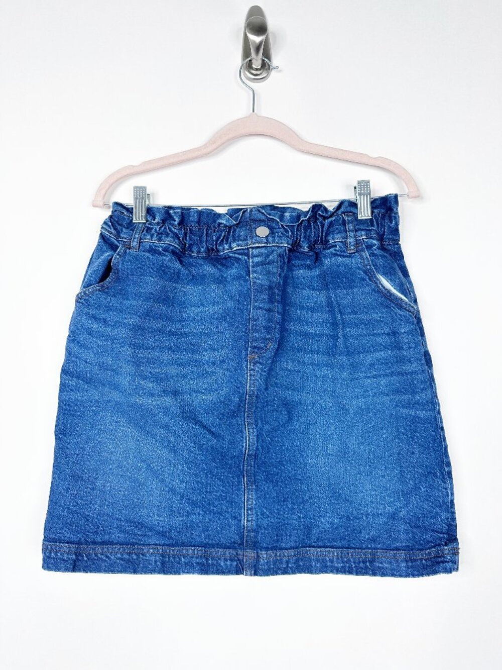 2/$30 LOFT Paperbag Waist Denim A-Line Skirt Whiskered Medium Dark Medium #A2042 - Picture 3 of 7